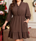 Puff sleeve textured dress