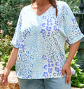 Sky blue leopard V neck top