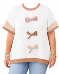 Apricot Bowknot Ribbed top