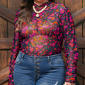 Mesh Rose Floral long sleeve top